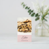 Monogramm Logo-Cookies Backery Foto QR Pink Visitenkarte (Stehend Vorderseite)