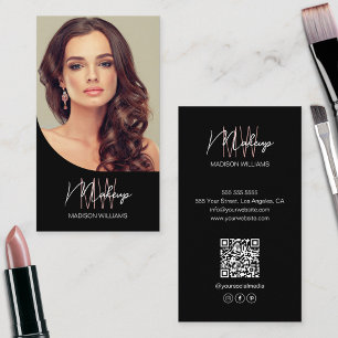 Monogramm-Logo Foto Make-up-Artist Schwarz Visitenkarte