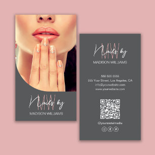 Monogramm-Logo Foto Nageldesignerin Grau Visitenkarte