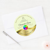 Monogramm-Logo für das hellgelbe gelbe gelbe Gold- Runder Aufkleber (Umschlag)