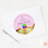 Monogramm-Logo für das hellrosa Wavy Gold-Logo Runder Aufkleber (Umschlag)