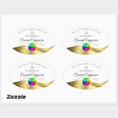 Monogramm-Logo für das hellweiße Wavy-Gold-Logo Ovaler Aufkleber (Blatt)