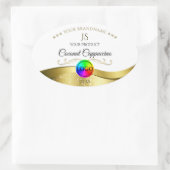 Monogramm-Logo für das hellweiße Wavy-Gold-Logo Ovaler Aufkleber (Tasche)