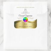 Monogramm-Logo für das hellweiße Wavy-Gold-Logo Quadratischer Aufkleber (Tasche)