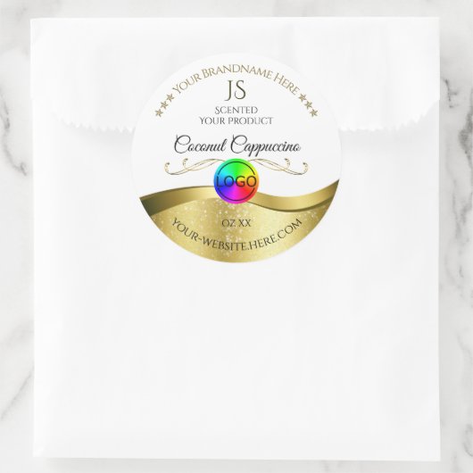 Monogramm-Logo für das hellweiße Wavy-Gold-Logo Runder Aufkleber (Tasche)