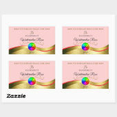 Monogramm-Logo für hellrote Wavy-Gold Rechteckiger Aufkleber (Blatt)