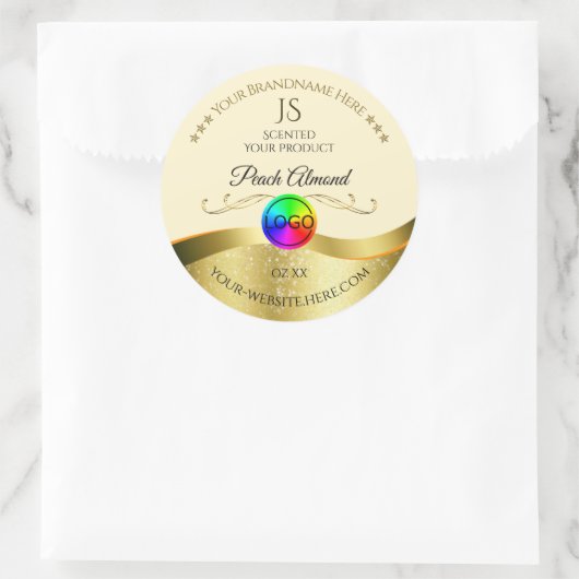 Monogramm-Logo für leichte Pfirsichfarben Runder Aufkleber (Tasche)