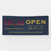 Monogramm-Logo für offene Unternehmen Blue Red Gol Banner (Horizontal)