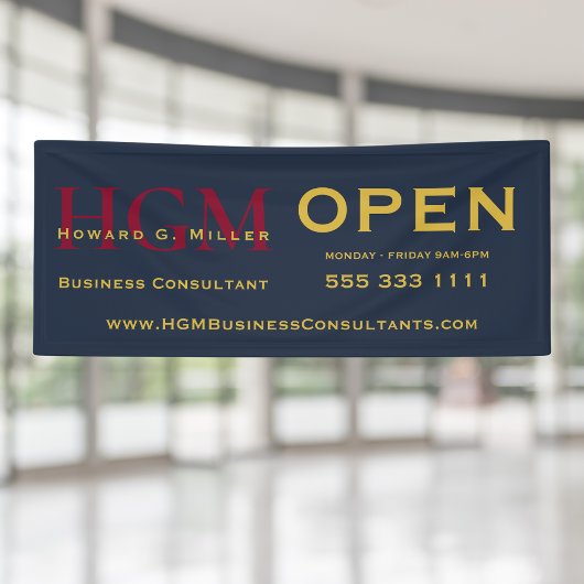 Monogramm-Logo für offene Unternehmen Blue Red Gol Banner