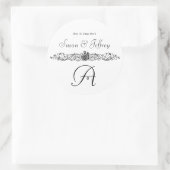 Monogramm-Logo-Namen Datum Hochzeitstich Runder Aufkleber (Tasche)