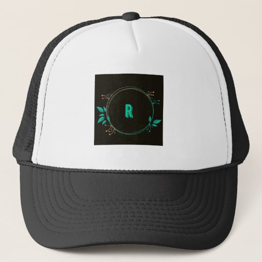 Monogramm-Logo R Buchstabe Initial Cap Trucker Hut Truckerkappe (Vorderseite)