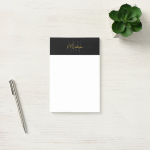 Monogramm-Logo Schwarz und Gold Modern Minimalisti Post-it Klebezettel