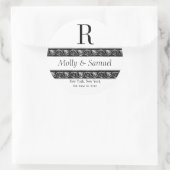 Monogramm Logo-Verzierte Namen Datum Hochzeitssymb Runder Aufkleber (Tasche)