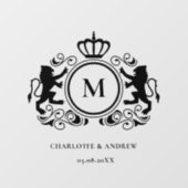 Monogramm-Logo, Wappen, Löwe, Hochzeit Fensteraufkleber (Blatt)