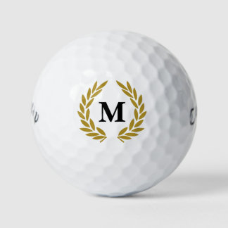 Monogramm Lorbeerkranz in Gold Golfball