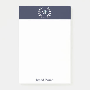 Monogramm Lorbeerkranz Navy Blau Post-it Notes Klebezettel