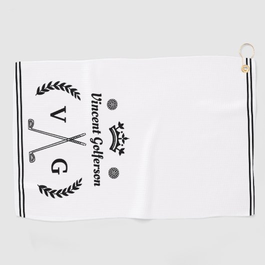 Monogramm-LorbeerWreath schlägt Golfhandtuch (Horizontal)