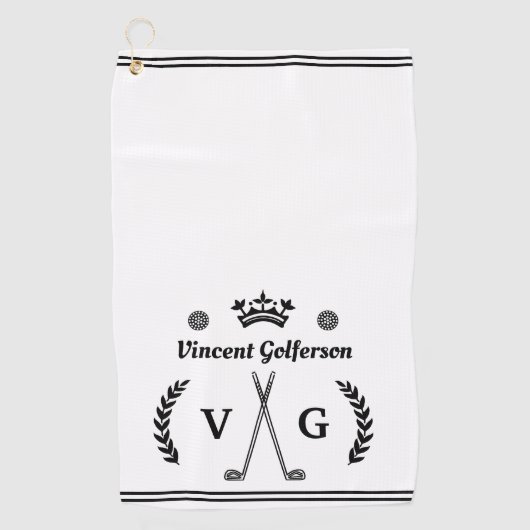 Monogramm-LorbeerWreath schlägt Golfhandtuch (Vorderseite)
