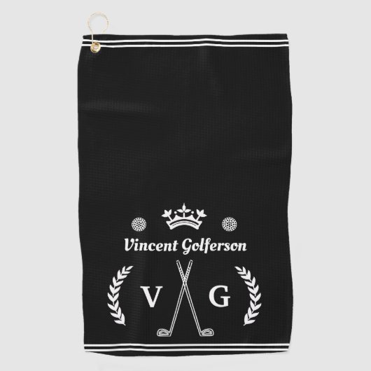 Monogramm-LorbeerWreath schlägt Golfhandtuch (Vorderseite)