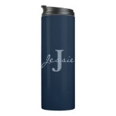 Monogramm Lotus-Malerei mit personalisiertem Namen Thermosbecher (Nach rechts gedreht)