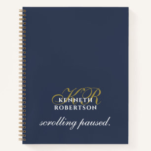 Monogramm Lustig Navy Blau Gold Weiß Minimalistisc Notizblock