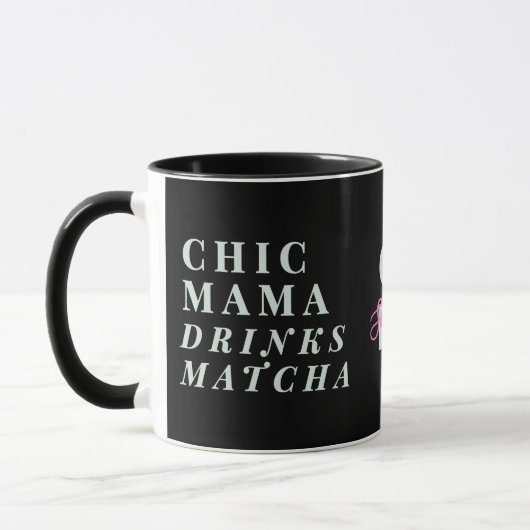 Monogramm Lustige Mama Matcha-Tee-Spruch Minimalis Tasse (Links)