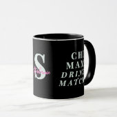 Monogramm Lustige Mama Matcha-Tee-Spruch Minimalis Tasse (VorderseiteRechts)