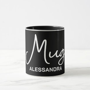 Monogramm lustige Schwarz-weiße Typografie Tasse