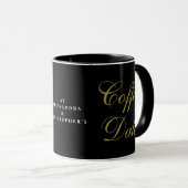 Monogramm lustiger schwarzer goldener Kaffeetreff Tasse (VorderseiteRechts)