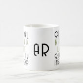 Monogramm lustiger schwarzer grüner Matcha Latte L Kaffeetasse (Mittel)