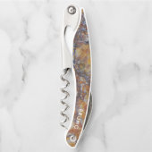 Monogramm Luxury Brown Marble Kellnermesser (Vorderseite)