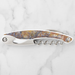 Monogramm Luxury Brown Marble Kellnermesser