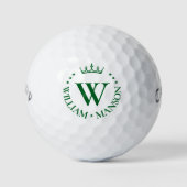 Monogramm Luxus Golf Royal Crown Stars Grün Golfball (Vorderseite)