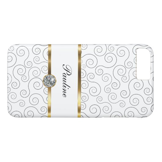 Monogramm LuxusBling Art Case-Mate iPhone Hülle (Rückseite (Horizontal))