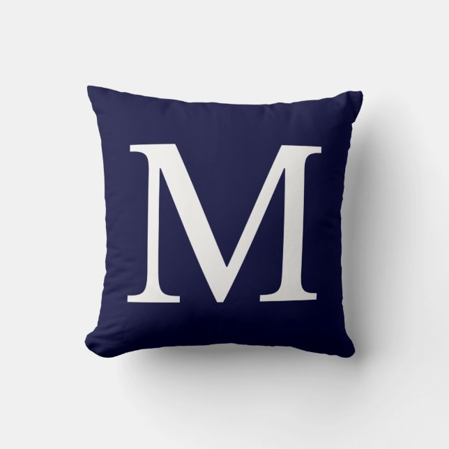 Monogramm M für Navy Blue Kissen (Vorderseite)