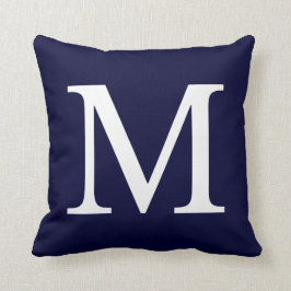 Monogramm M für Navy Blue Kissen