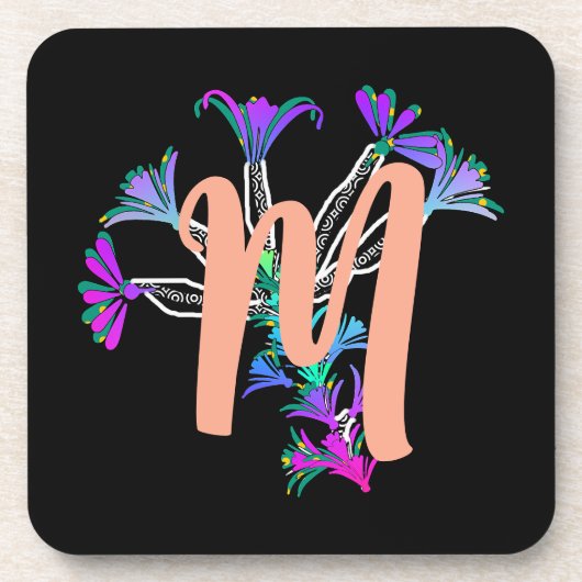 Monogramm M Initial  Glasuntersetzer für Getränke Getränkeuntersetzer (Vorderseite)