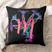 Monogramm M Initiale floral Kissen (Decke)