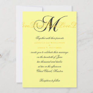 Monogramm M Liebe Hochzeitseinladungen Gelb Einladung