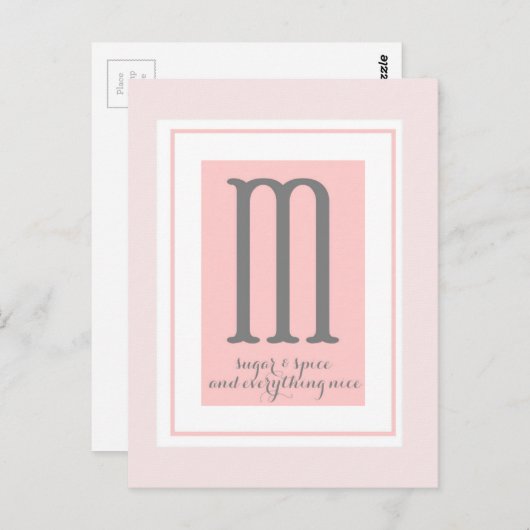 Monogramm - M Postkarte (Vorne/Hinten)