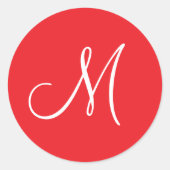 MONOGRAMM M, Rot und Weiß, Runder Aufkleber (Vorderseite)