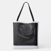 Monogramm M Schwarze Rose Magnolie Wassertropfen F Tasche (Rückseite)