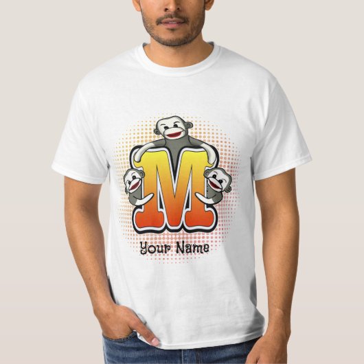 Monogramm M Socken-Affe T-Shirt (Vorderseite)
