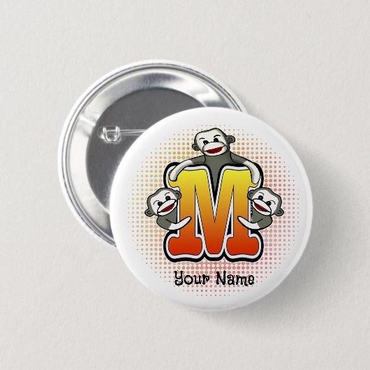 Monogramm M Sockenaffe Button (Vorne & Hinten)