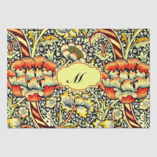 Monogramm "M" William Morris Design Seidenpapier (Vorderseite)