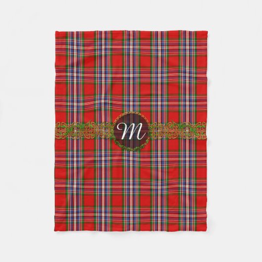 Monogramm MacFarlane Roter Tartan Fleecedecke (Vorderseite)