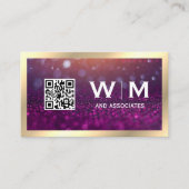 Monogramm | Magenta Bokeh | QR CODE Visitenkarte (Vorderseite)