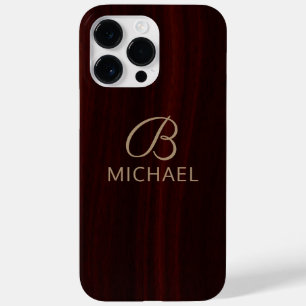 Monogramm Mahagoni Holz Namenszug Case-Mate iPhone 14 Pro Max Hülle