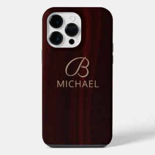 Monogramm Mahagoni Holz Namenszug iPhone 14 Pro Max Hülle