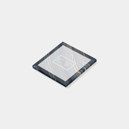 Monogramm| Mahogani Goldsheen Obsidian Post-it Klebezettel (angewinkelt)